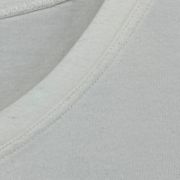 EILEEN FISHER Top L Stretch Organic Cotton Scoop Neck Cap Sleeve Off White USA - Picture 6 of 10